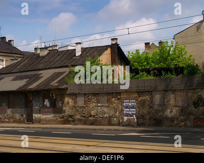 Überbleibsel des Ghettos Wand in die Kazimierz in Krakau früher das jüdische Viertel der Stadt in Polen Stockfoto