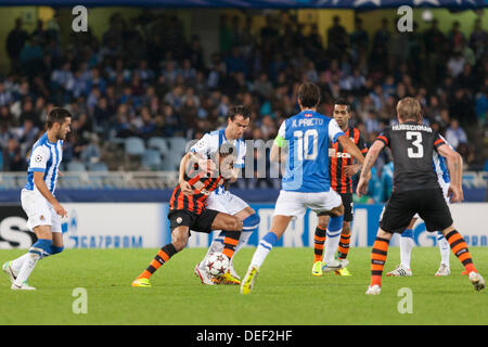 San Sebastian, Spanien. 17. September 2013.  Luiz Adriano Shakhtar Donetsk Stürmer während des Champions-League-Spiels zwischen Real Sociedad und Schachtjor Donezk aus San Sebastian, Spanien. Bildnachweis: Action Plus Sport Bilder/Alamy Live News Stockfoto