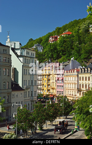 Abschnitt historische Kurstadt Karlovy Vary, Böhmen, Tschechische Republik, Europa Stockfoto