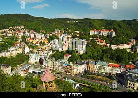 Abschnitt historische Kurstadt Karlovy Vary, Böhmen, Tschechische Republik, Europa Stockfoto