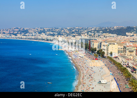 Baie des Anges und Promenade Anglais, Nizza, Alpes Maritimes, Provence, Cote d ' Azur, Côte d ' Azur, Frankreich, mediterran Stockfoto