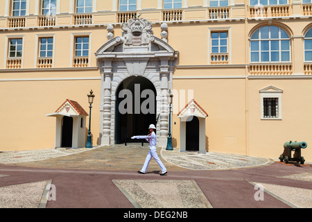 Palast bewachen, Palais Princier, Monaco-Ville, Monaco, Europa Stockfoto