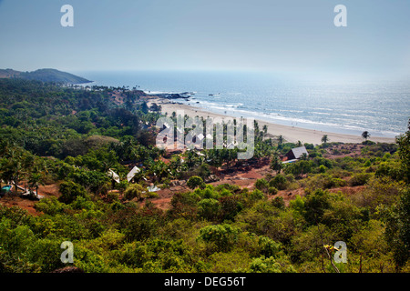 Vogelperspektive Blick auf einen Strand, Vagator Beach, Vagator, Bardez, Nord-Goa, Goa, Indien Stockfoto