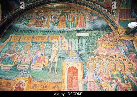 Kirche der Heiligen Jungfrau, Wandbild Fresken von Zahari Zograf, Troyan Kloster, Bulgarien, Europa Stockfoto