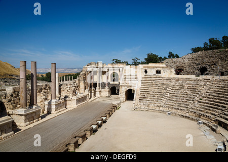 Amphitheater, Ruinen der römisch-byzantinischen Stadt von Skythopolis Tel Beit Shean Nationalpark, Beit Shean, Israel, Nahost Stockfoto