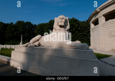 Löwenstatue am Ploegsteert Denkmal für die fehlende, auffallende Ypres, Flandern Stockfoto