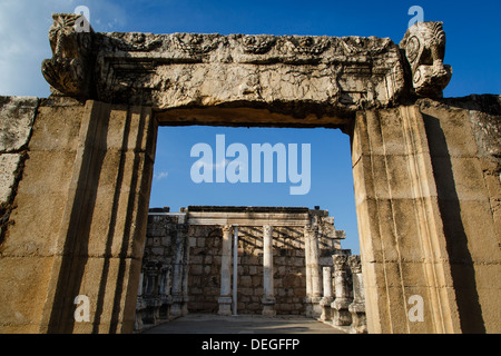 Ruinen der alten Synagoge in Kapernaum vom See Genezareth, Israel, Nahost Stockfoto