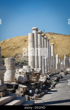 Ruinen der römisch-byzantinischen Stadt von Skythopolis Tel Beit Shean Nationalpark, Beit Shean, Israel, Nahost Stockfoto