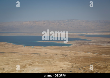 Blick über das Tote Meer von Masada Festung am Rande der Judäischen Wüste, Israel, Nahost Stockfoto