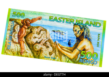 Banknote der Osterinsel 500 Rongo Polymer (Kunststoff) Stockfoto