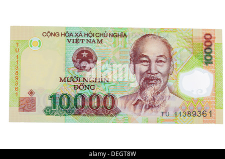 Vietnamesischer Dong 10000 Polymer (Kunststoff)-Banknote Stockfoto