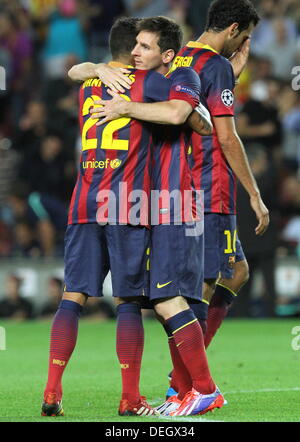 Barcelona, Spanien. 18. September 2013. UEFA Champions League Spieltag 1 Gruppenbild H zeigen Leo Messi in Aktion beim Spiel zwischen FC Barcelona gegen AFC Ajax im Camp Nou Credit: Action Plus Sport Bilder/Alamy Live News Stockfoto