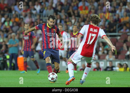 Barcelona, Spanien. 18. September 2013. UEFA Champions League Spieltag 1 Gruppenbild H zeigen Cesc Fabregas in Aktion beim Spiel zwischen FC Barcelona gegen AFC Ajax im Camp Nou Credit: Action Plus Sport Bilder/Alamy Live News Stockfoto