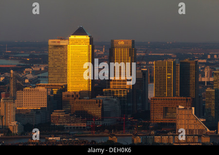 Canary Wharf - Docklands - London (gesehen von oben der Shard) Stockfoto