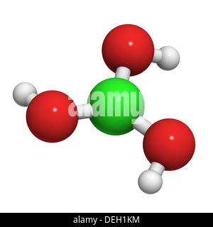 Borsäure-Molekül, chemische Struktur. Borsäure wirkt als Insektizid antiseptisch, und schwer entflammbar. Stockfoto