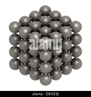 Eisen (Fe, Ferrit) Metall, Kristall-Struktur. Atome werden als farbcodierte Kugeln dargestellt. Stockfoto