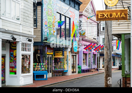 Bunte Läden in Provincetown, Cape Cod, Massachusetts, USA Stockfoto