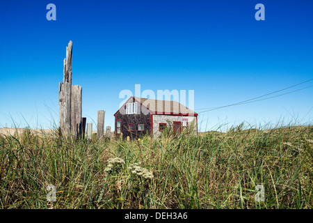 Rustikal und isolierte Solated Dune Shack, Mais Hill, Truro, Cape Cod, Massachusetts, USA Stockfoto