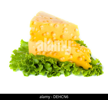 Käse, isoliert auf weißem Hintergrund Stockfoto