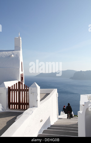 Kapelle auf der Insel Santorini in den Kykladen (Griechenland) Stockfoto