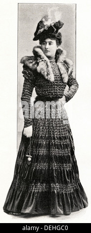 Viktorianische Frau. 1890er Jahren viktorianische Mode aus Paris von Designer Wert ca. 1898 Stockfoto