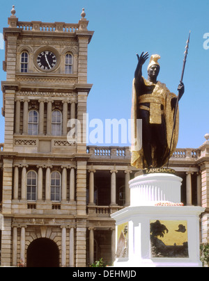 USA-Hawaii, Oahu, Honolulu, King Kamehameha statue Stockfoto