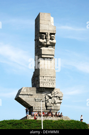 Denkmal auf der Westerplatte in Erinnerung an die polnischen Verteidiger von Danzig. Stockfoto