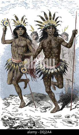 Einheitsstaat. Native American Tanz und Medizin Mann, c.1880. Gravur. Farbige. Stockfoto