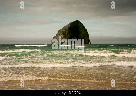OREGON - Heuhaufen Felsen vor der Küste am Cape Kiwanda State Park. Stockfoto