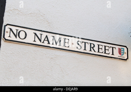 Straße Zeichen für 'kein Name Street"in Sandwich, Kent, UK. Stockfoto