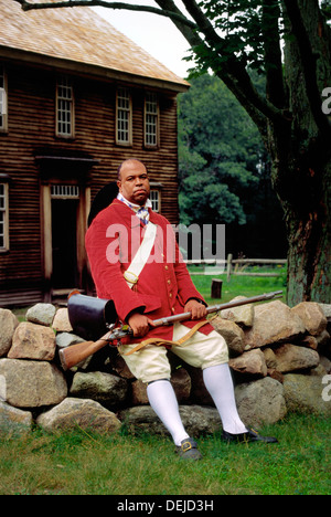 Minuteman National Historical Park, Concord, Massachusetts. Revolutionärer Krieg befreite Sklaven Patriot vor Hartwell Tavern Stockfoto