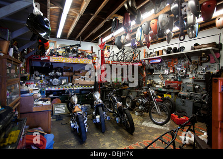 Powerplant Motorradfirma, Melrose Ave., Los Angeles, California, Vereinigte Staaten von Amerika Stockfoto