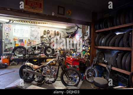 Powerplant Motorradfirma, Melrose Ave., Los Angeles, California, Vereinigte Staaten von Amerika Stockfoto