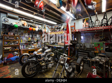 Powerplant Motorradfirma, Melrose Ave., Los Angeles, California, Vereinigte Staaten von Amerika Stockfoto