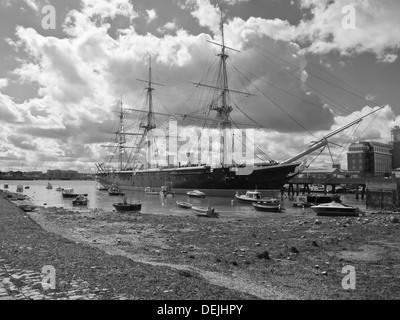 Historischen Schlachtschiff HMS Warrior im Hafen von Portsmouth Stockfoto