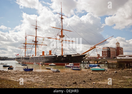 Historischen Schlachtschiff HMS Warrior im Hafen von Portsmouth Stockfoto