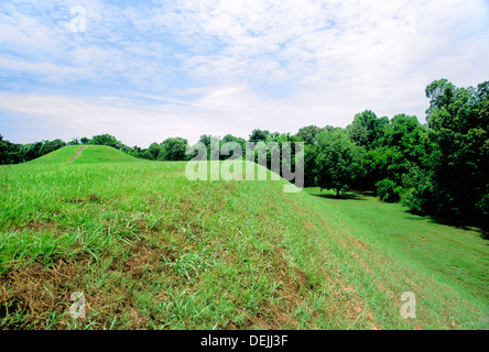 Smaragdgrüne Hügel Website aka Sellerstown 300 bis 800 Jahre alten Plaquemine Kultur native Indian Kultstätte. Stanton Mississippi USA Stockfoto