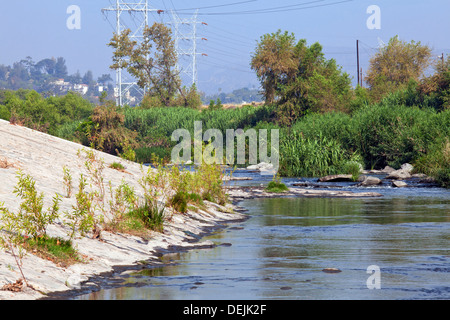 Los Angeles River entlang Elysian Valley, Los Angeles, Kalifornien Stockfoto