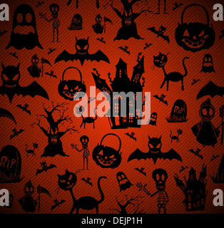 Happy Halloween Elemente Musterdesign Hintergrund. EPS10 Vektor-Datei organisiert in Schichten für die einfache Bearbeitung. Stockfoto