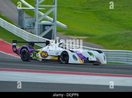 Austin, TX, USA. 19. September 2013. 19. September 2013. Darryl Shoff / lesen, PA (M) Comprent Motorsport fahren #94 Elan DP-02 IMSA Prototyp Lite 1 Prototypen Lites Qualifikation International Sports Car Wochenende in Austin, TX. Bildnachweis: Csm/Alamy Live-Nachrichten Stockfoto