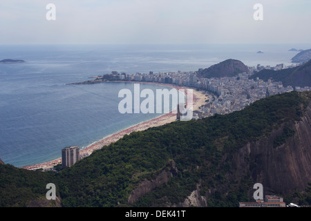 Blick vom Zuckerhut in Richtung Copacabana Beach, Rio de Janeiro, Brasilien Stockfoto
