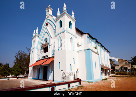 Fassade einer Kirche, die Kirche Our Lady of Bethlehem, Chandor, Salcetta, Süd-Goa, Goa, Indien Stockfoto