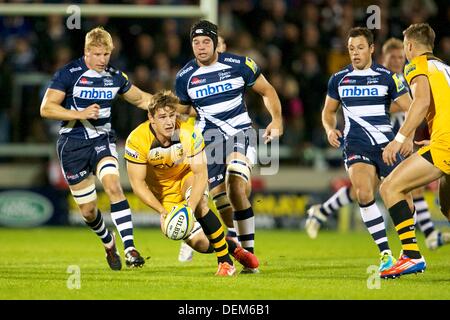 Salford, UK. 20. September 2013. London Wasps Flanker Sam Jones während der Aviva Premiership Spiel zwischen Verkauf Haifische und London Wasps aus dem AJ-Bell-Stadion. Bildnachweis: Aktion Plus Sport/Alamy Live-Nachrichten Stockfoto