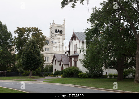 Blick auf Lincoln Cottage mit dem alten Soldaten Haus im Hintergrund, Washington DC Stockfoto