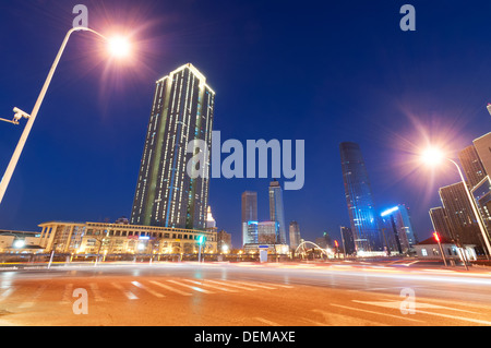 moderne Stadt in der Nacht, tianjin Stockfoto