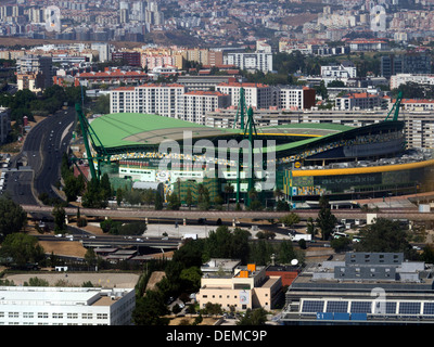 Luftaufnahme von Sporting Clube de Portugal Stadion Alvalade XXI, Lissabon, Portugal Stockfoto