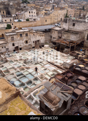 Chouwara Leder-Gerberei in Fez, Marokko Stockfoto