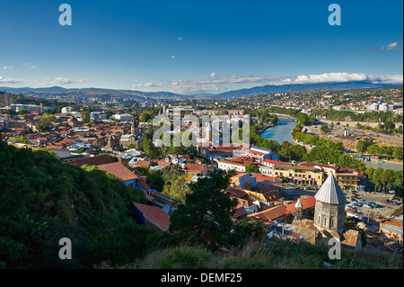 Ansicht von oben, Narikala Festung auf Tiflis, Georgien Stockfoto