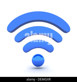 Abstrakte Wi-Fi auf weißem Hintergrund (durchgeführt in 3d) Stockfoto