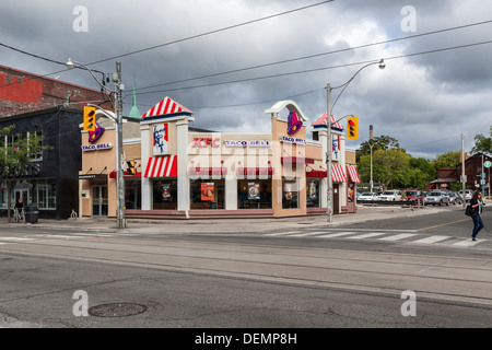 KFC Kentucky Fried Chicken und Taco Bell Fast Food-Kette an der Ecke von Queen Streeet West, Toronto Stockfoto